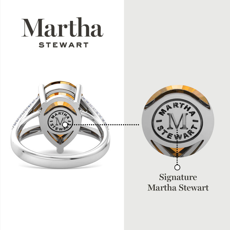 Martha Stewart 5 1/2ctw. Pear Shape Citrine & Lab Grown Diamond Ring In Sterling Silver image number null